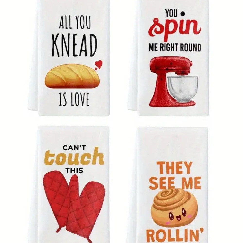 Set of 4 XL Fun Kitchen Towels
